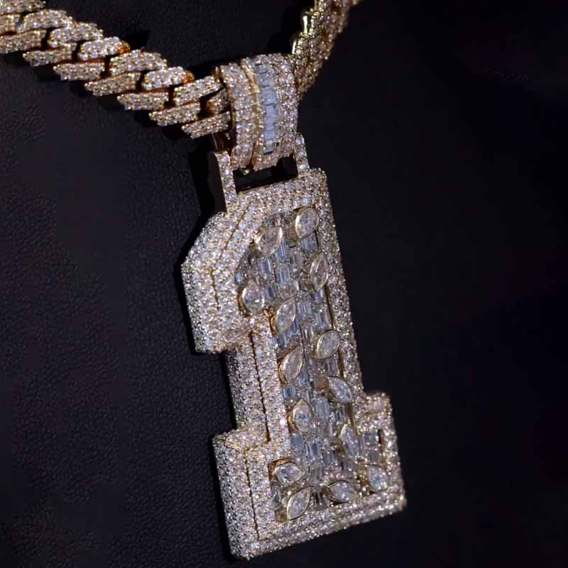 Moissanite Vine Number 1 Pendant