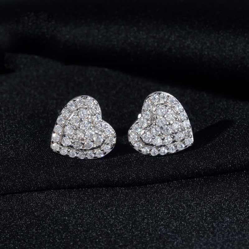 S925 Moissanite Heart Earrings