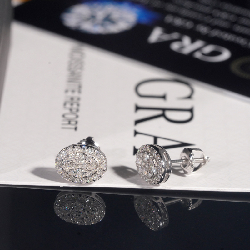 Moissanite Hip Hop Oval Earrings