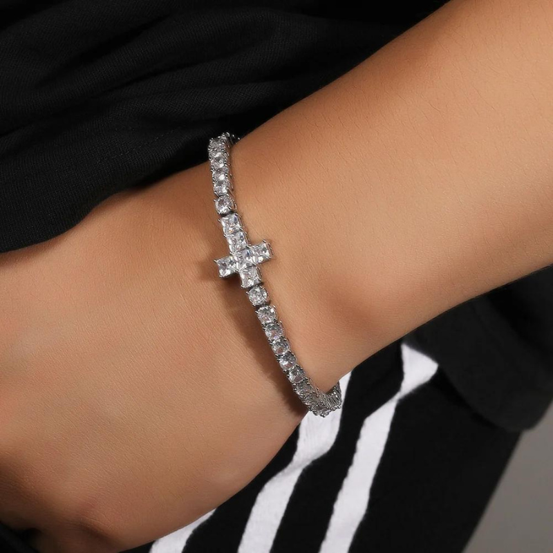 5mm Moissanite Cross Tennis Bracelet