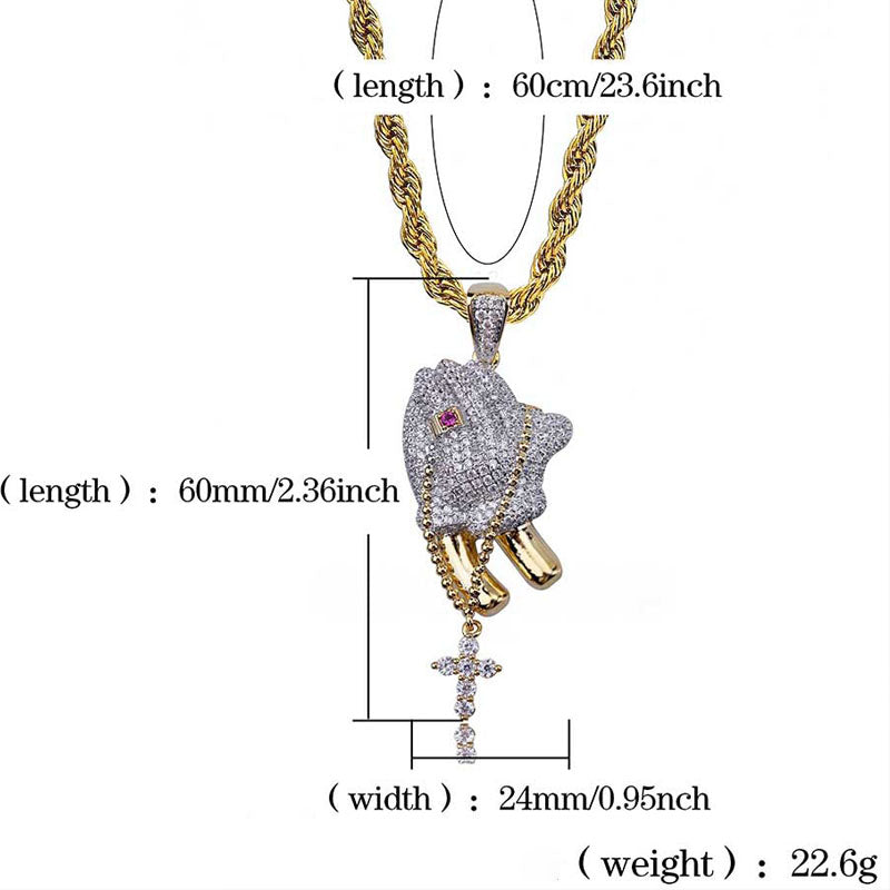 Moissanite Hip Hop Prayer Gesture With Ruby Ring Pendant