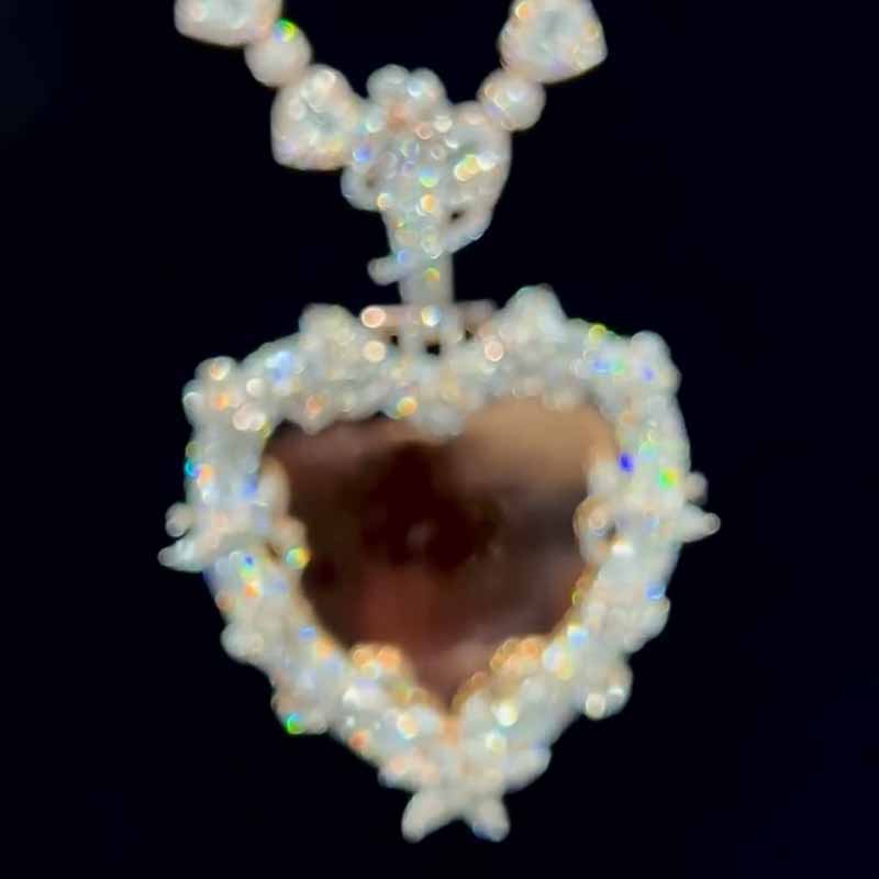 Moissanite Heart Vine Photo Custom Pendant（Epoxy Style）