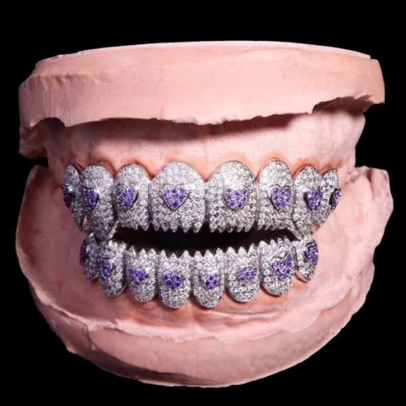 Moissanite Hip Hop Love Eight-tooth Grillz