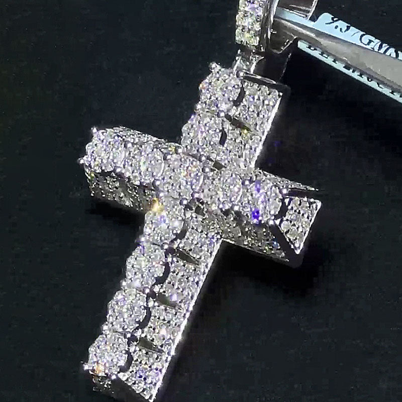 Moissanite Three-dimensional Cross Pendant Tennis Chain Set