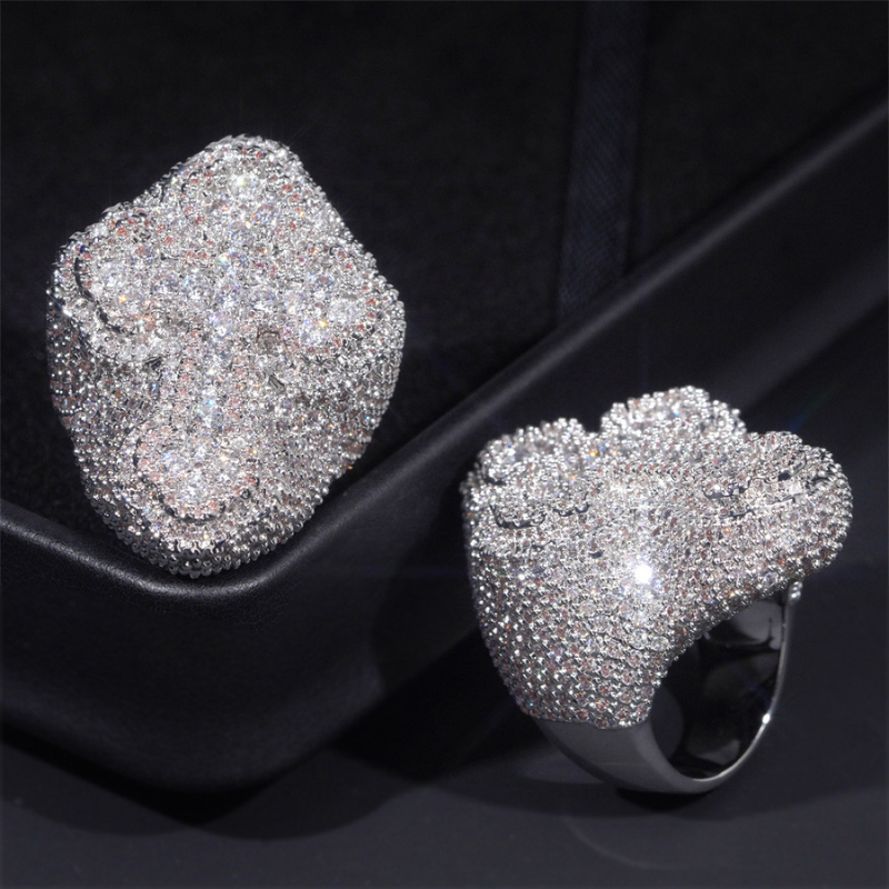 Moissanite Luxury Hip Hop Personality Cross Ring