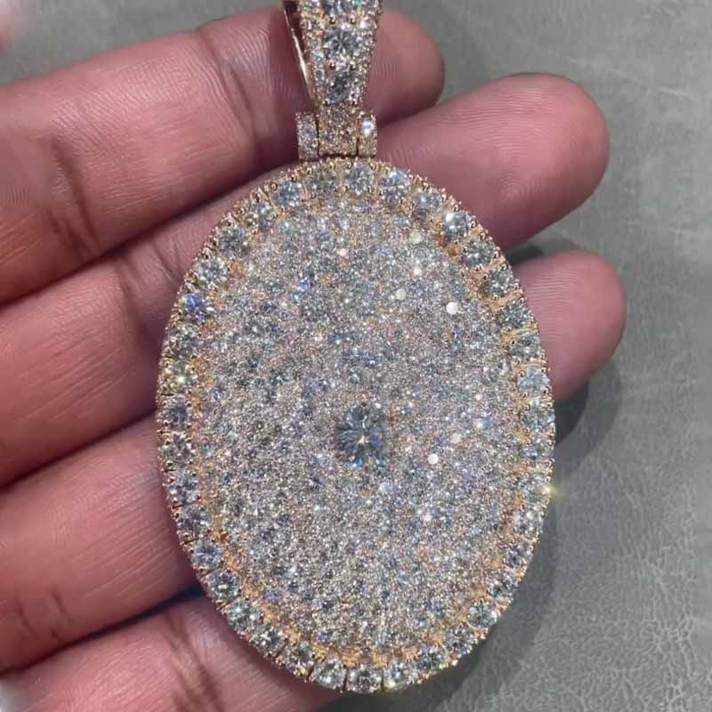 Custom Oval a Half Carat Center Stone Moissanite Setting Pendant