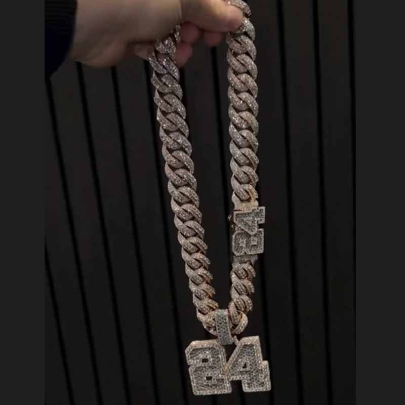S925 Moissanite 24-letter buckle Cuban chain
