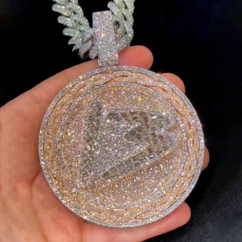 Moissanite Floral Number 13 Round Pendant