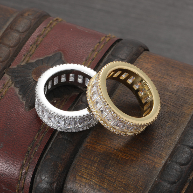 Moissanite Hip Hop Rectangular Full Diamond Ring