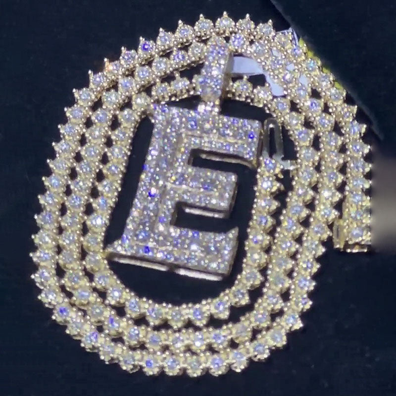 Moissanite Customizable Letters Pendant Love Tennis Chain Set