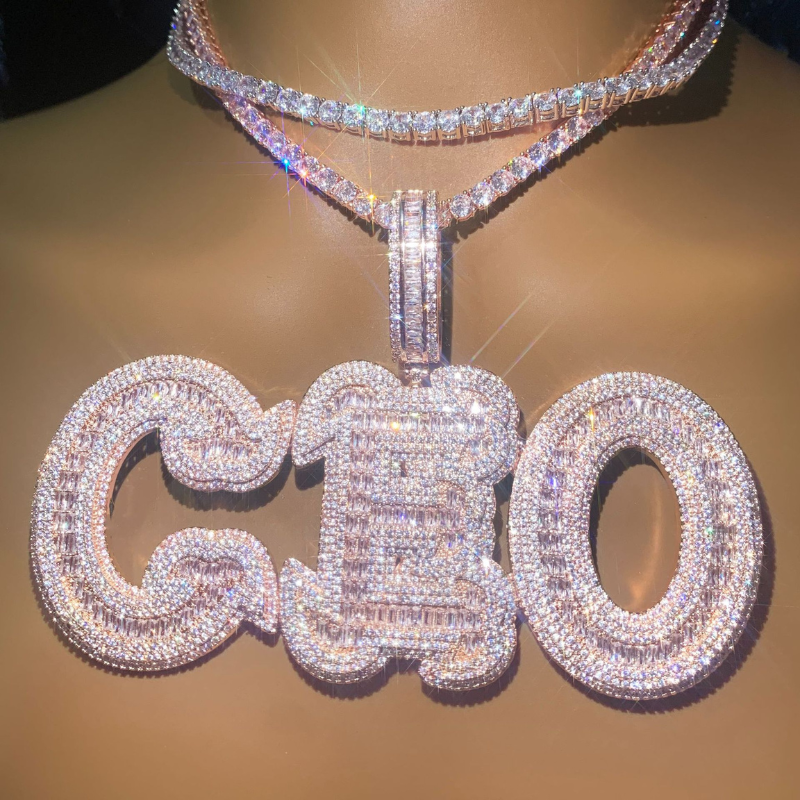 Moissanite Hip Hop Creative Floral Letters Custom Pendant