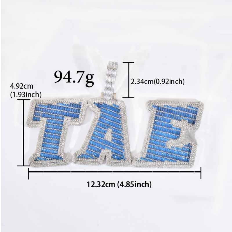 Moissanite Ocean Blue Diamond Letter Custom Pendant