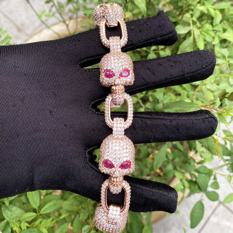 Moissanite Hip Hop Skull Bracelet