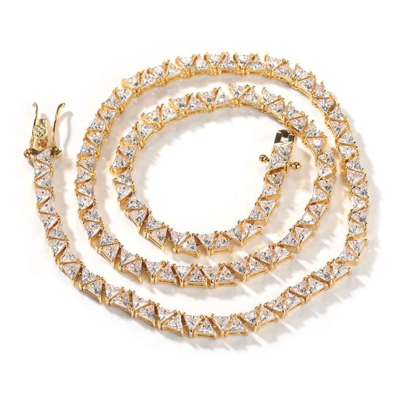 5mm Moissanite Hip Hop Classic Triangle Diamond Tennis Chain