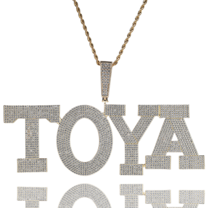 Moissanite Sparkling Six-Row Stone Large Letter Custom Pendant