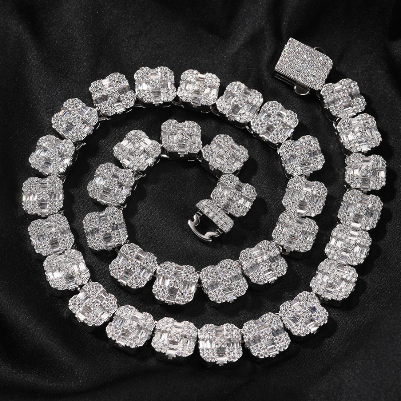 12mm Moissanite Cross Shape Rock Sugar Chain