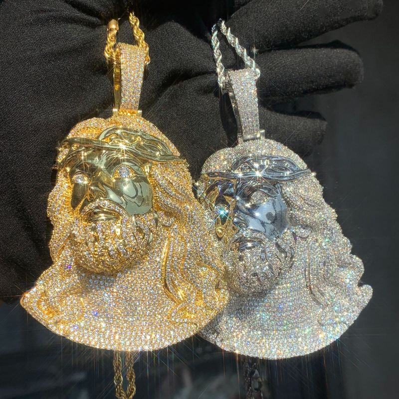 Moissanite Hip Hop Big Wave Jesus Pendant（In stock）