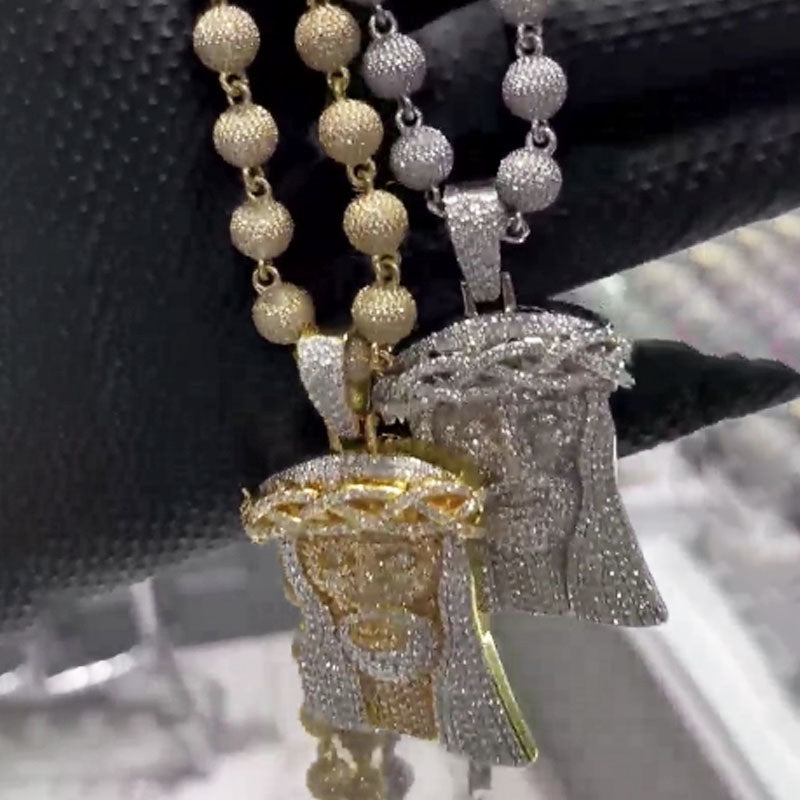 Moissanite Classic Jesus Pendant Diamond Ball Chain Set