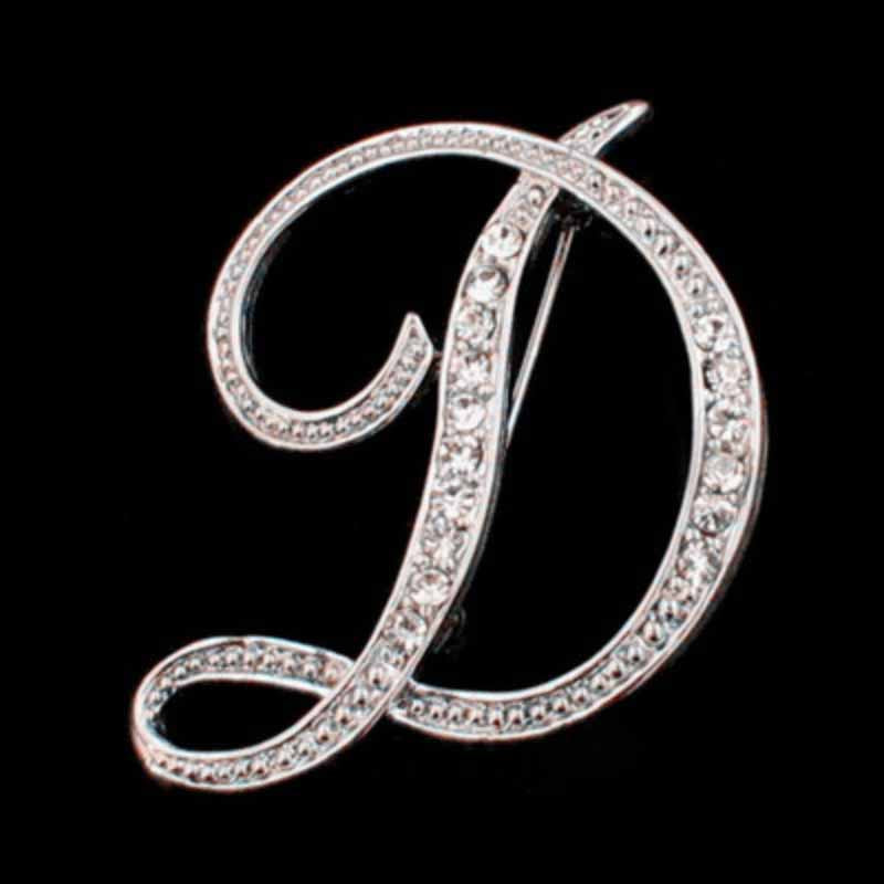 Moissanite Initial Letter Jewelry Brooches