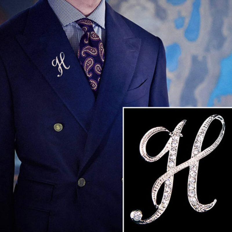 Moissanite Initial Letter Jewelry Brooches