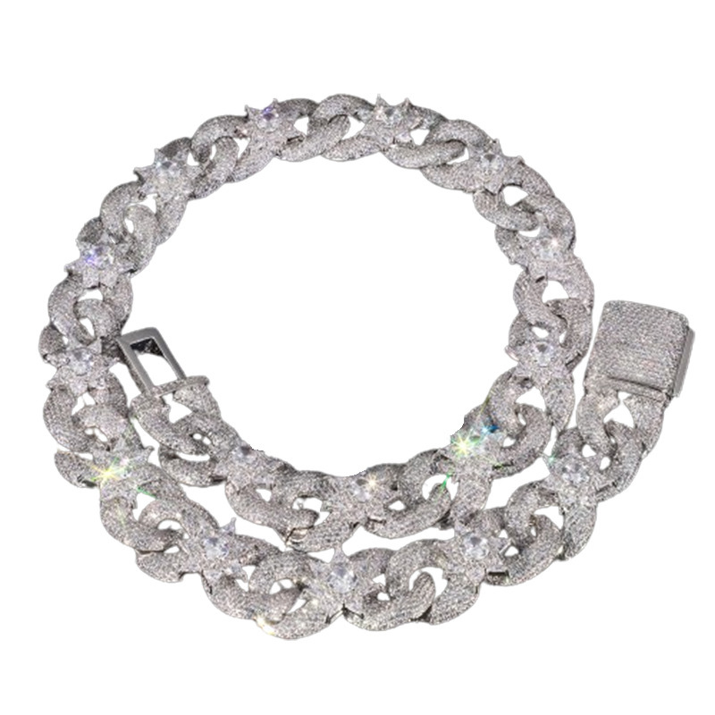 Geometric Flower Cross Cuban Chain