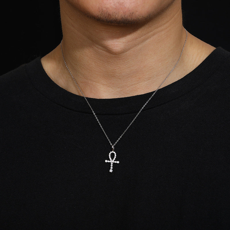 S925 Moissanite Ankh Cross Necklace