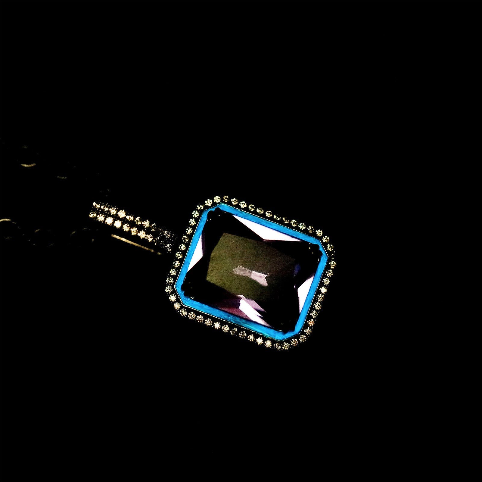 Gemstone Iridescent Glow in the Dark Oil Drop Moissanite Pendant