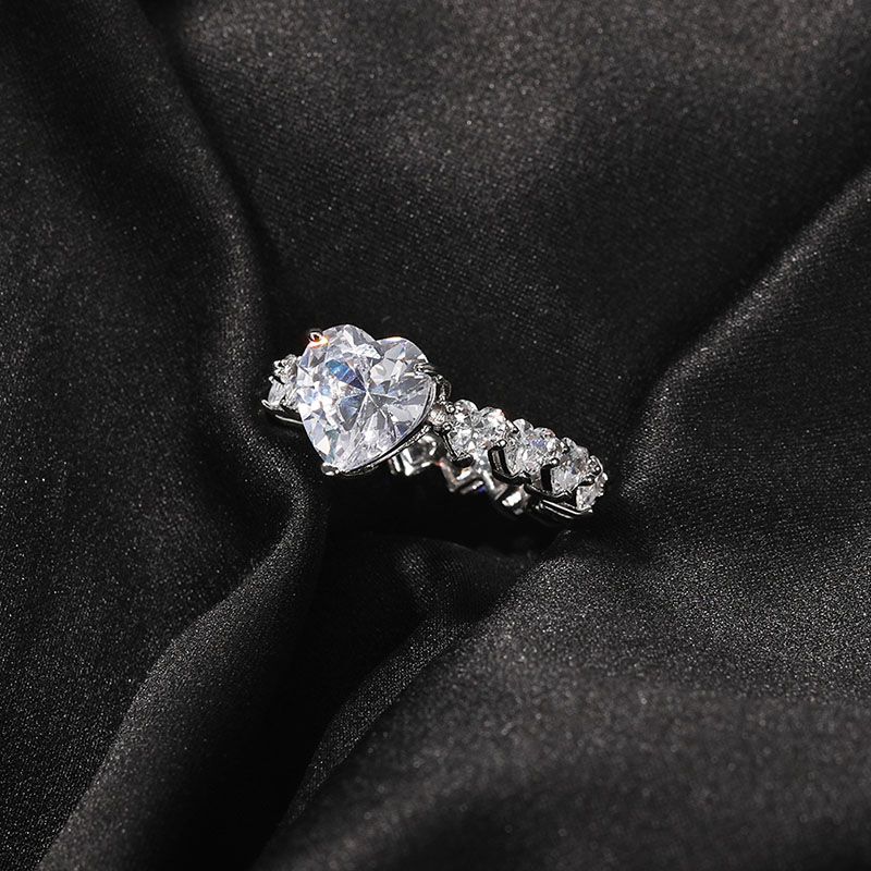 Moissaniye Heart Cut Love Ring in White Gold Set