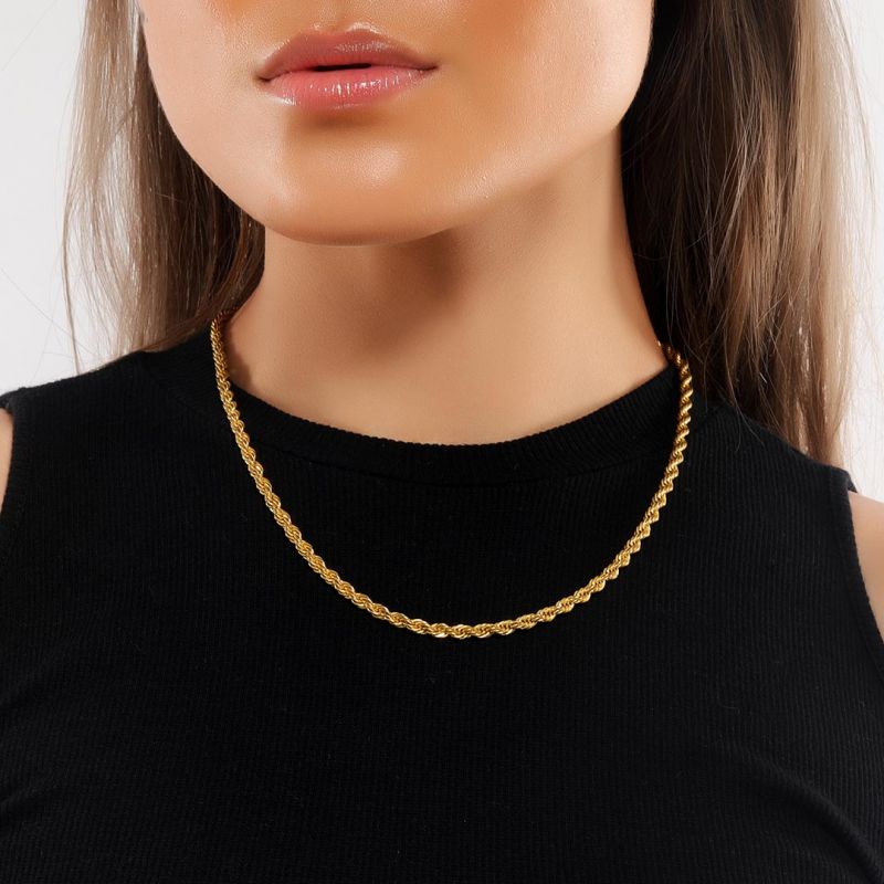 Women's 5mm 18K Gold Finish Rope Chain