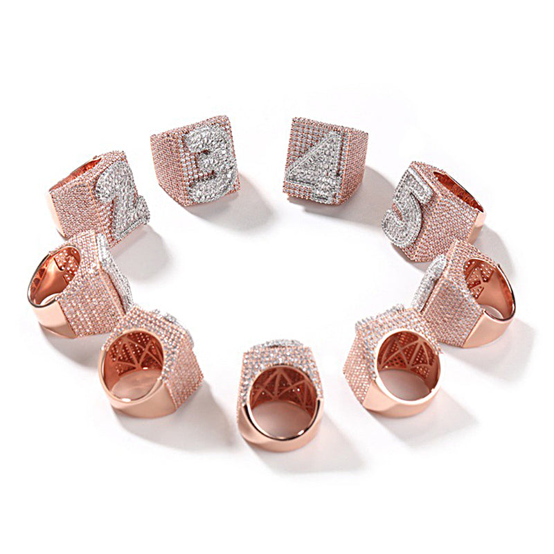 Two Tone Alphabet Digit Moissanite Custom Ring