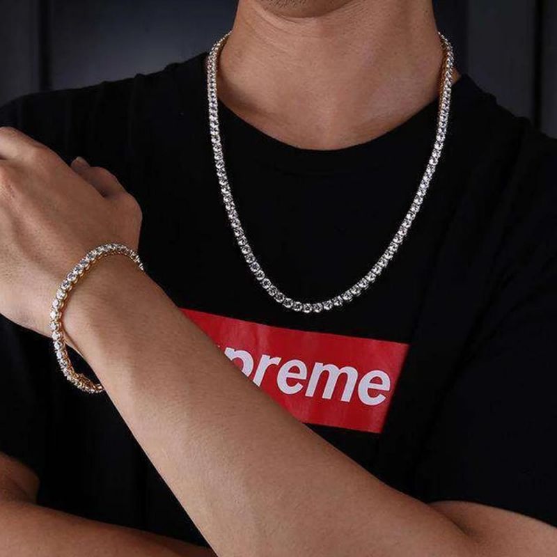 5mm Single Row Tennis Set - 18K White Gold Plated