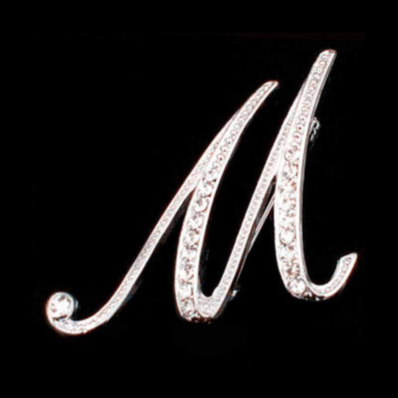 Moissanite Initial Letter Jewelry Brooches