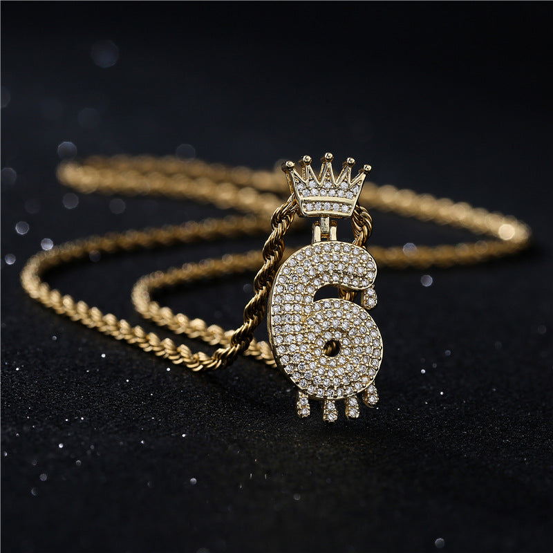 Moissanite Ice Out Crown Arabic Numerals Custom Pendant