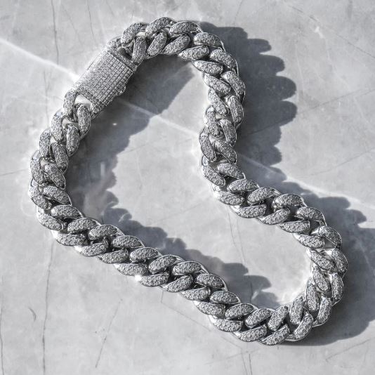 19mm Ice Out Cuban Chain - Silver Plated