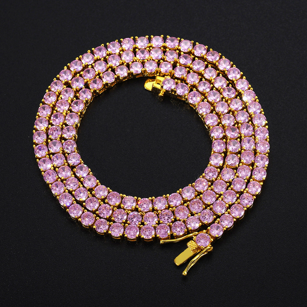 3mm/4mm/5mm Pink Tennis Chain in Gold