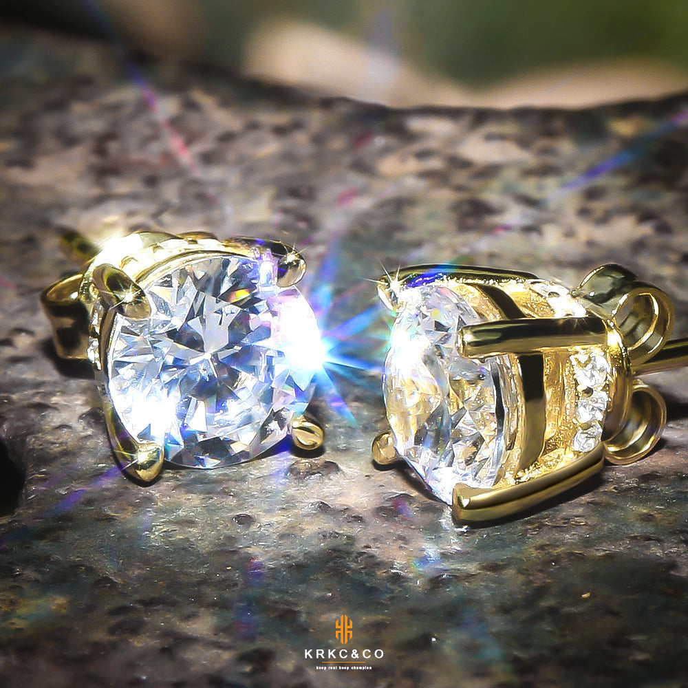 S925 & VVS Moissanite Round Brilliant Cut Stud Earrings for Men