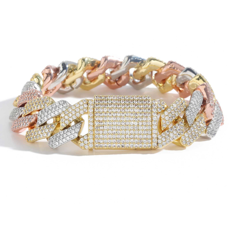 20mm Moissanite Hip Hop Tricolor Miami Diamond Cuban Chain