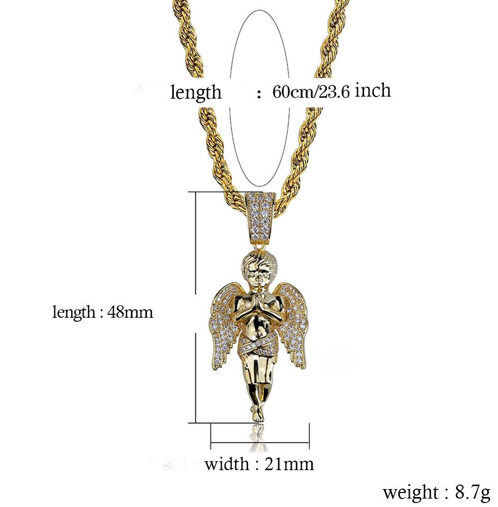 Iced Out Mens Angel Moissanite Pendant Necklalce in 14K Gold/White Gold