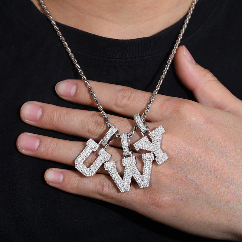26 letters S925 silver inlaid moissanite custom pendant