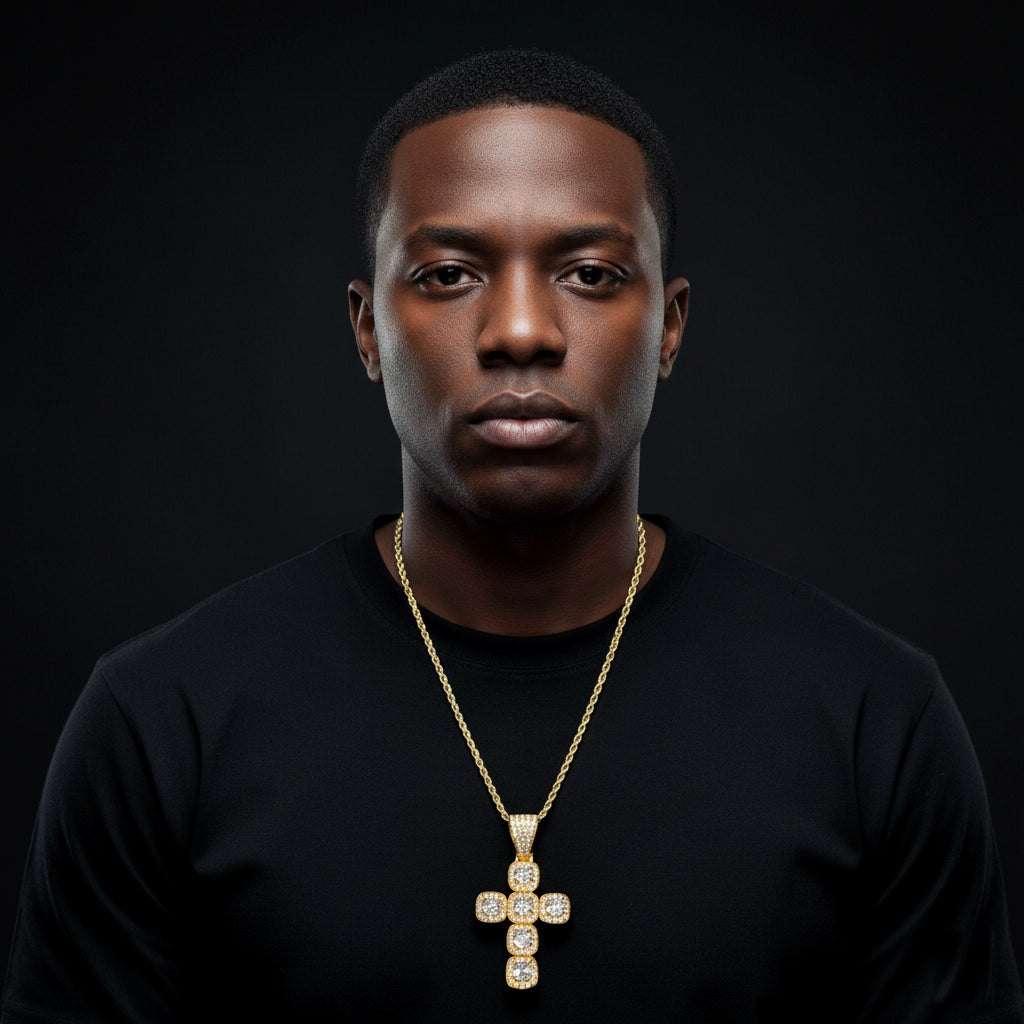 Unique Cross-Shaped Pendant with Sparkling Stones【A07】