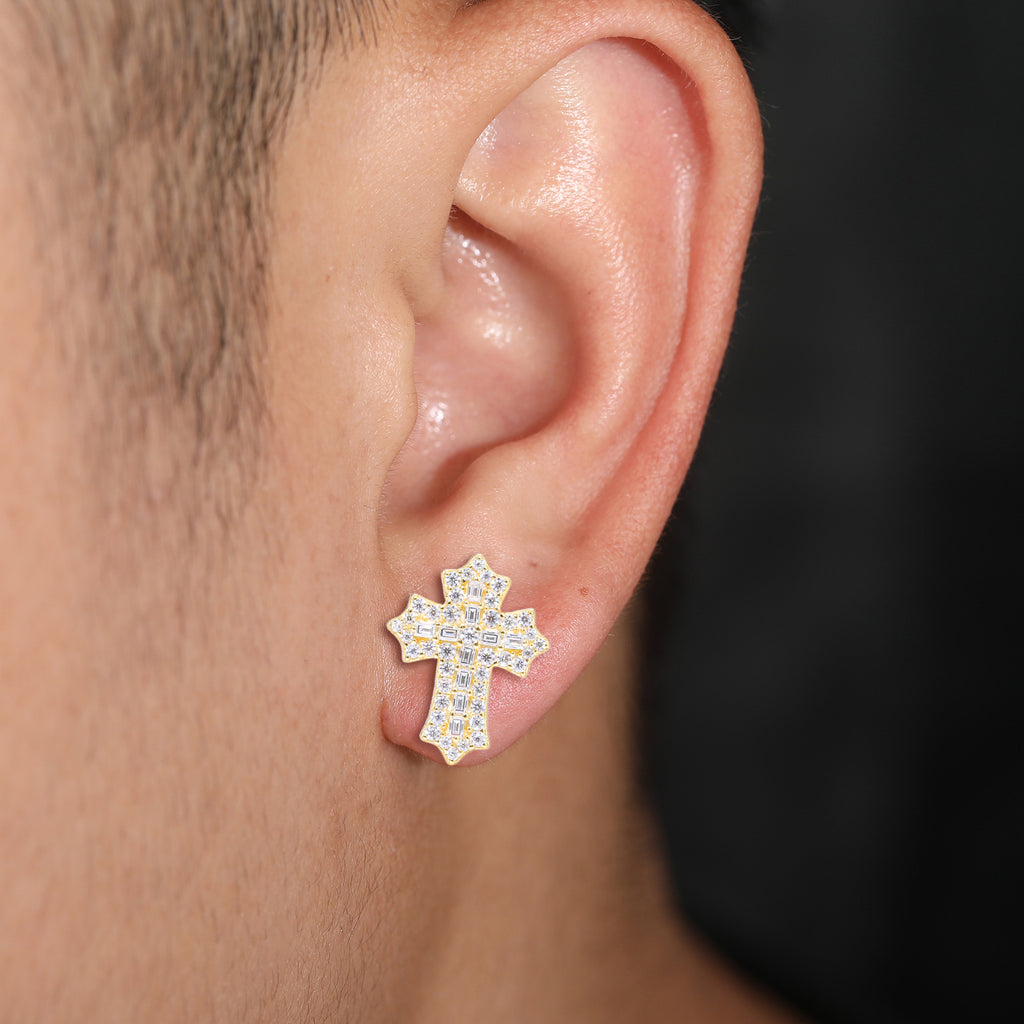 S925 silver moissanite cross earrings