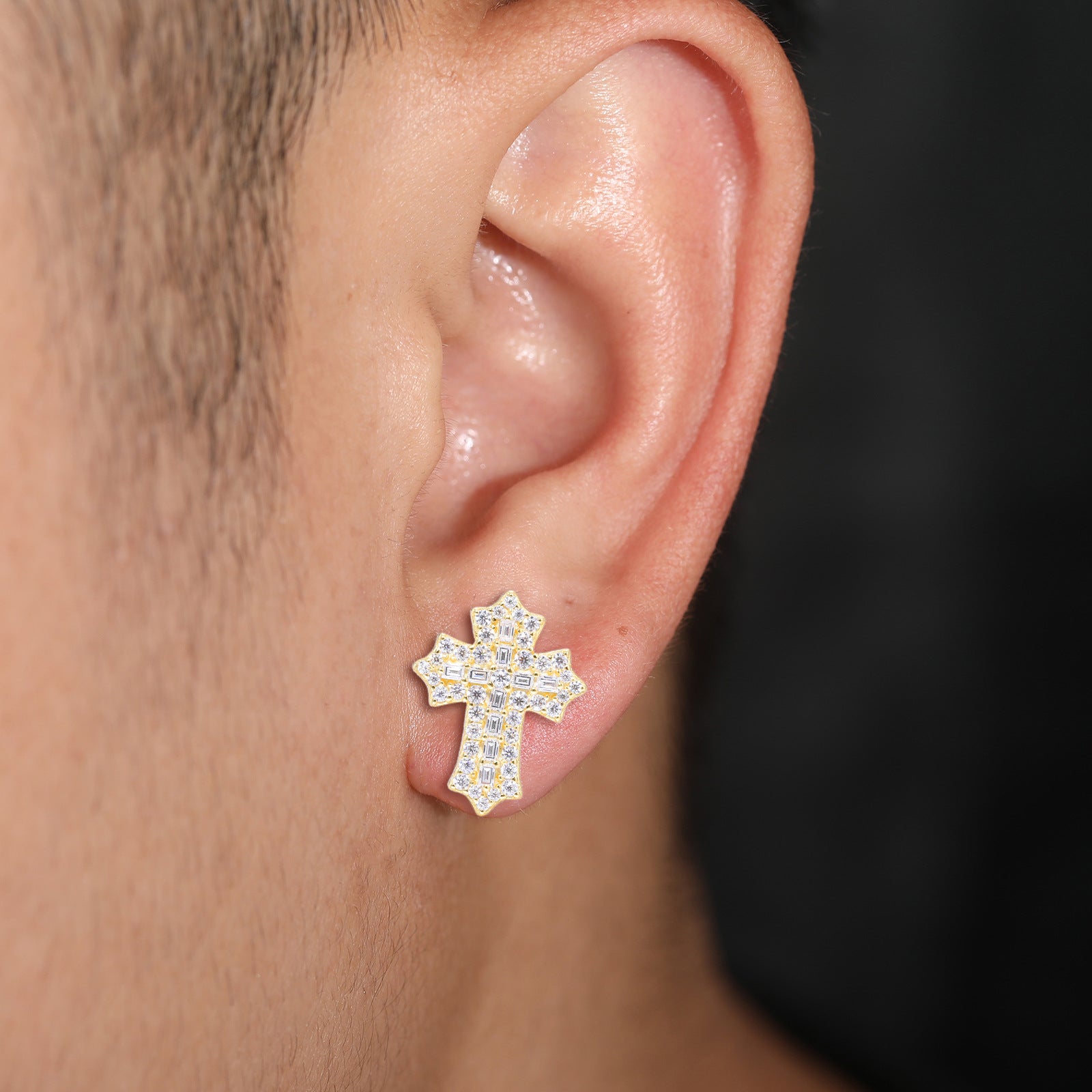 S925 silver moissanite cross earrings