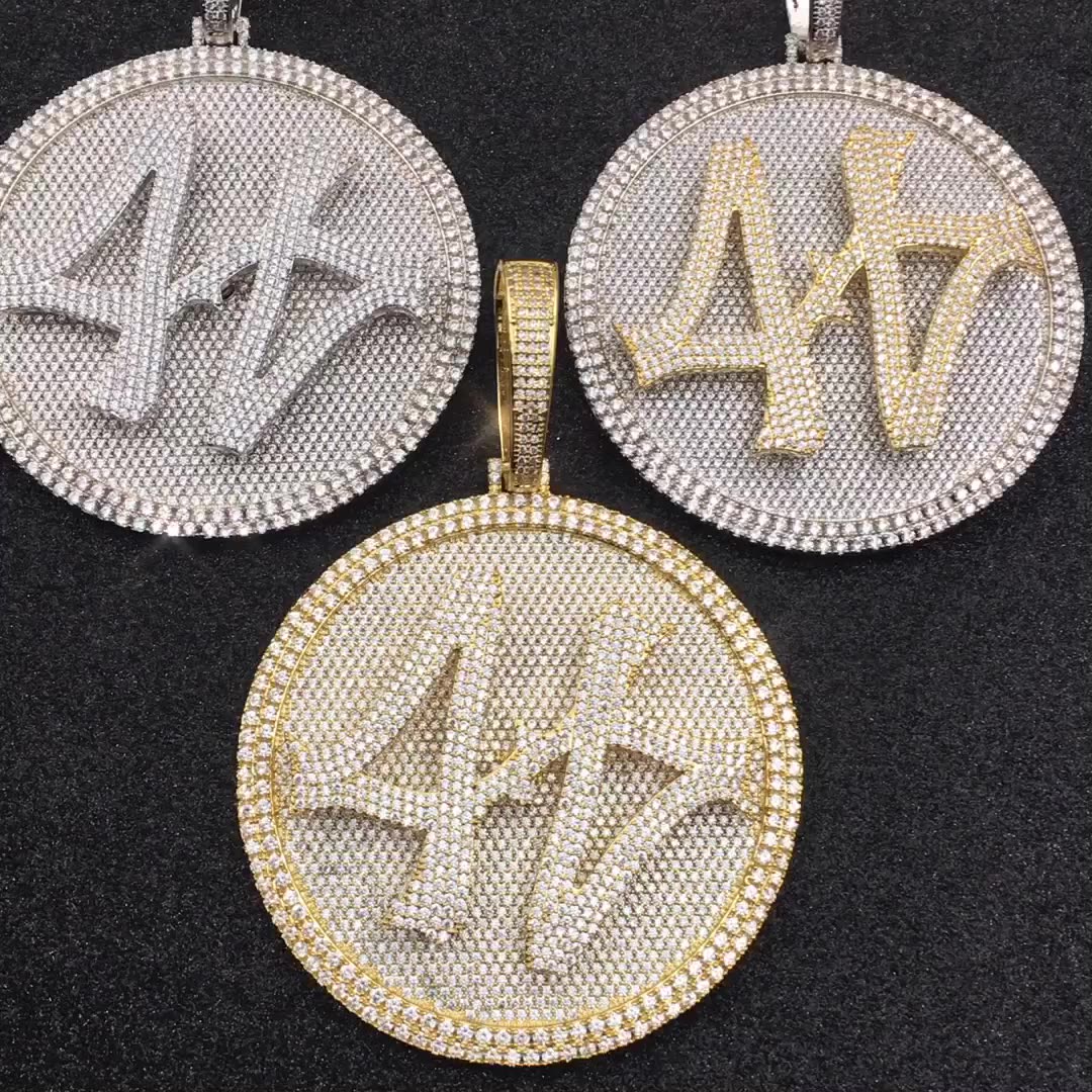 Number 44 Moissanite Rotatable Large Turntable Solid Pendant