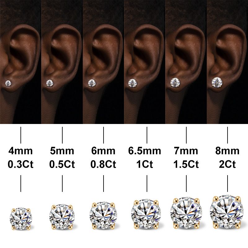 0.5Ct/1Ct/2Ct VVS1 Moissanite Brilliant Round Cut Stud Earrings in S925 Silver
