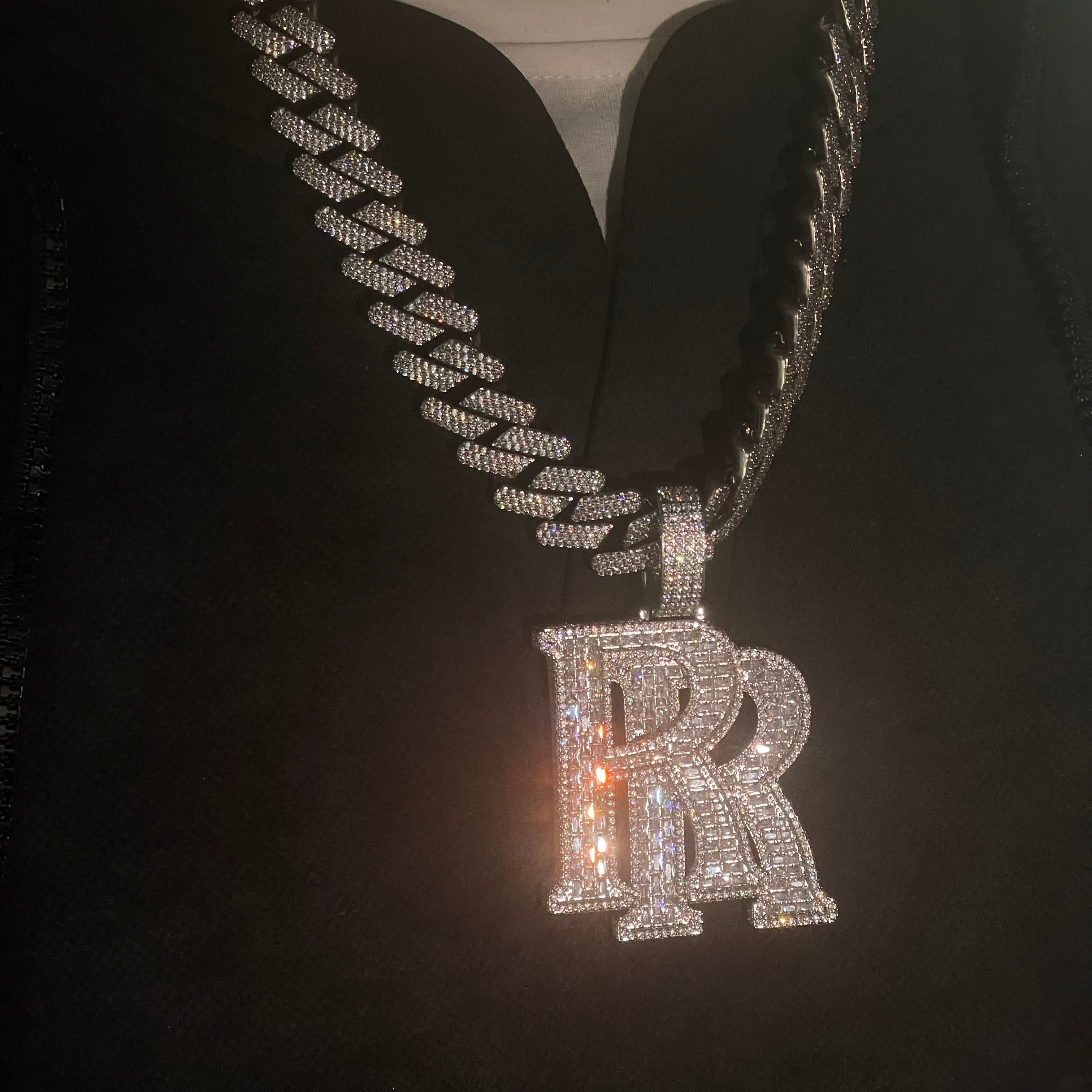 Street Style | Baguette Cut "RR" Moissanite Penadnt