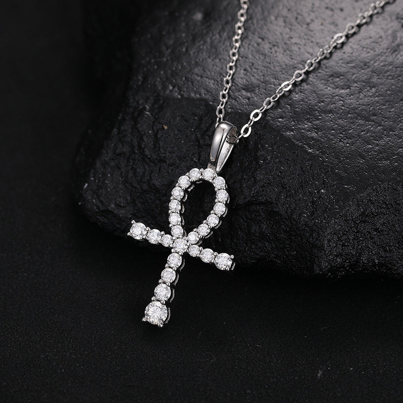 S925 Moissanite Ankh Cross Necklace