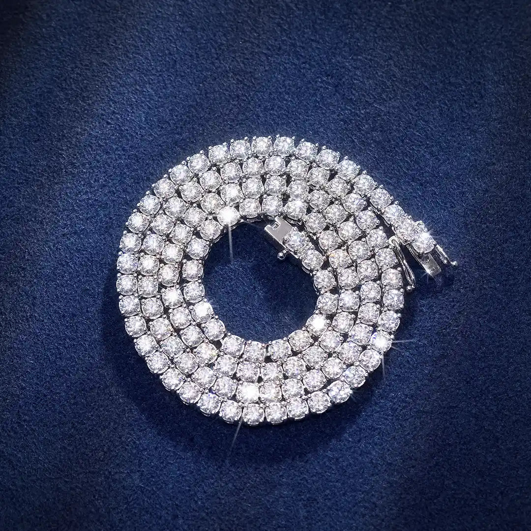 3/4/5mm Moissanite Tennis Chain in 18K Gold