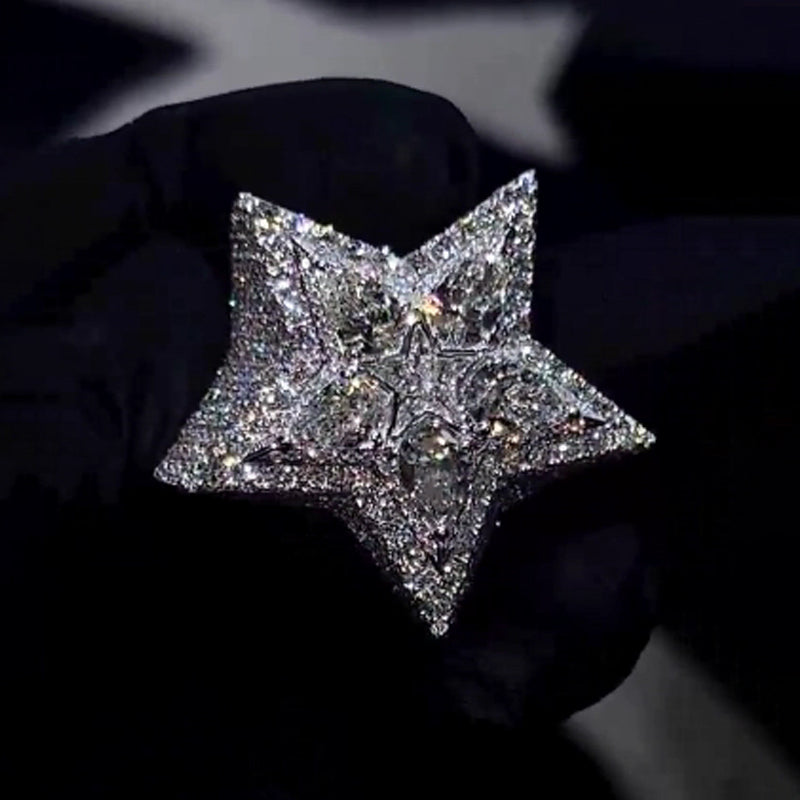 Moissanite Pentagram Star Ring