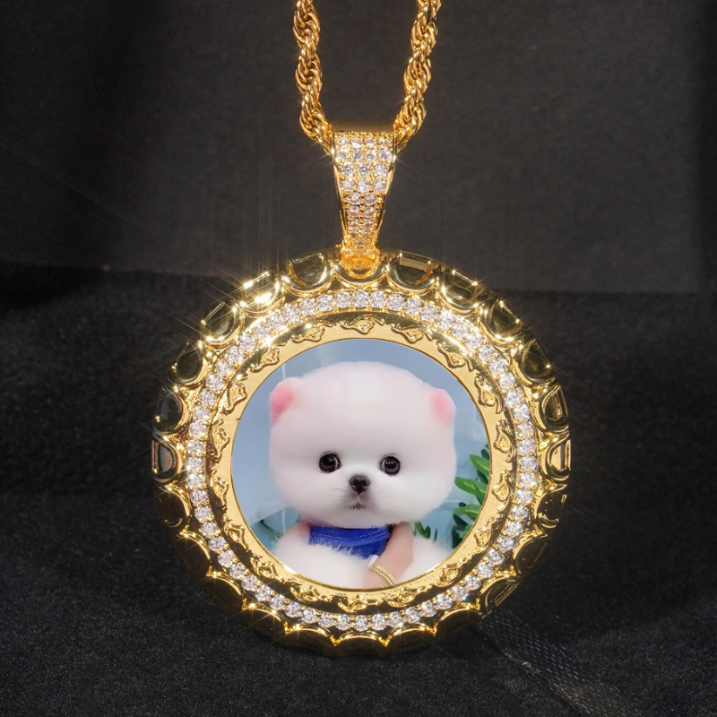 Moissanite Disc Custom Photo Commemorative Pendant