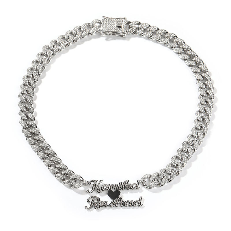 Moissanite can Customize Letter Cuban Chain
